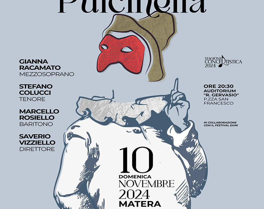 Pulcinella: domani, 10 novembre, concerto nella Città dei Sassi dell’Orchestra Sinfonica di Matera