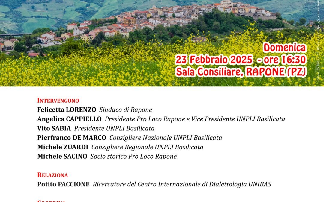 Il dialetto come presidio dell’identità civica: incontro a Rapone delle Pro Loco UNPLI Basilicata
