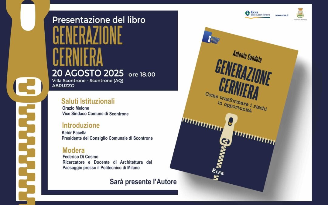 Domani, 20 agosto, a Scontrone presentazione del libro “Generazione Cerniera” di Antonio Candela 