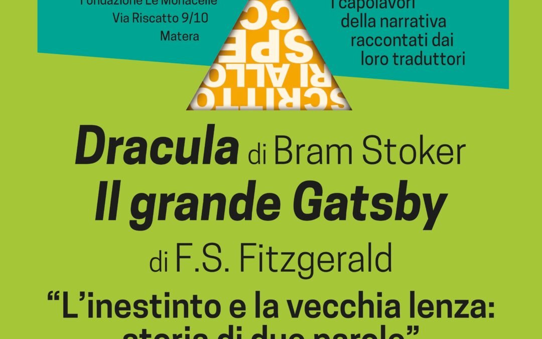 Scrittori allo Specchio, il 4 a Matera Tommaso Pincio racconta “Dracula” di Bram Stocker e “Il grande Gatsby” di Francis Scott Fitzgerald