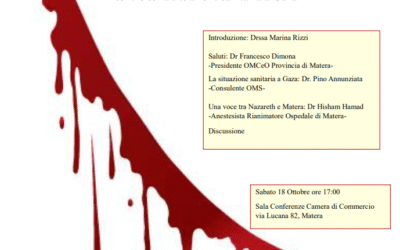Incontro oggi, 18 ottobre, a Matera sulla situazione sanitaria a Gaza