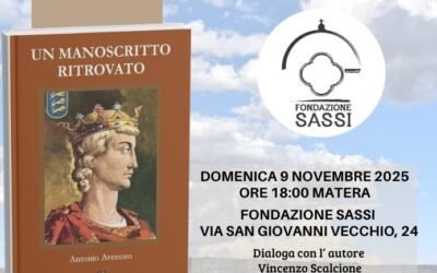 Fondazione Sassi accoglie la presentazione del libro “Un manoscritto ritrovato” di Antonio Avenoso