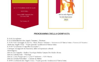 “La bellezza è il superfluo necessario”, il 16 evento a Matera promosso dalla Caritas diocesana di Matera-Irsina in occasione della IX Giornata Mondiale dei Poveri istituita da Papa Francesco
