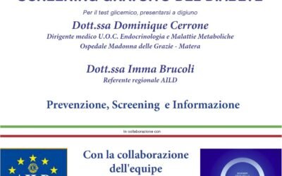 Il 16 nel piazzale della Parrocchia Maria SS. Addolorata screening gratuito del diabete promosso da Lions Club Matera Host, Lions Club Matera Città dei Sassi e Leo Club 2019 