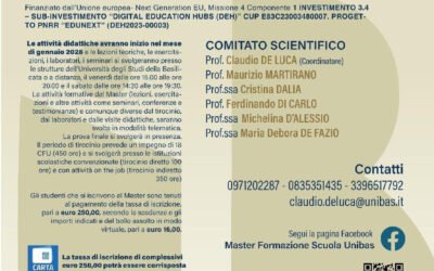 Online i bandi dei Master di II livello promossi dall’Università degli Studi della Basilicata per la formazione dei docenti e dei dirigenti scolastici