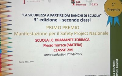 Sicurezza nelle scuole, primo premio nazionale per gli studenti della 2^M – Plesso Torraca – dell’Istituto Comprensivo Bramante-Torraca di Matera