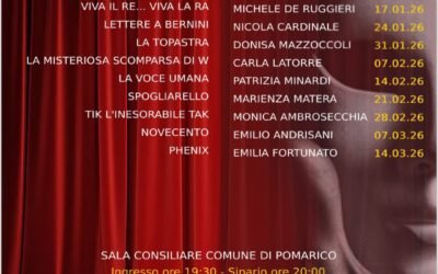 Ritornano “…Ai Monologhi del Giovedì”: Meta Teatro e il Circolo Culturale ” La Scaletta” riprendono ad allietare con la sublime arte della cultura. Domani si inizia a Matera. “…Ai Monologhi del Sabato”, prima edizione a Pomarico