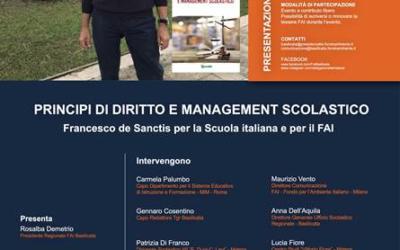 Matera, il 6  presentazione del libro “Principi di diritto e management scolastico” di Francesco de Sanctis
