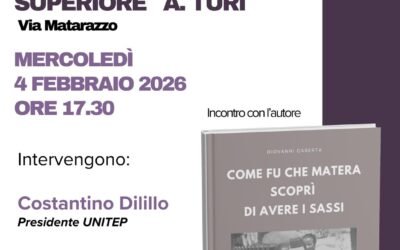 Mercoledì di Unitep Cultura, il 4 presentazione del  libro “Come fu che Matera scoprì di avere i Sassi” di Giovanni Caserta
