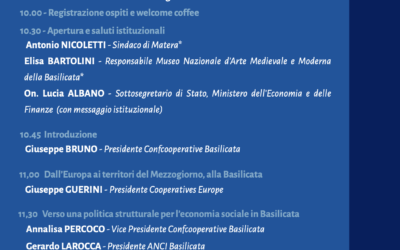 Confcooperative Basilicata: l’Economia Sociale infrastruttura strategica, evento a Matera il 27 febbraio