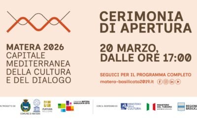 Matera Capitale Mediterranea della Cultura e del Dialogo 2026: il 20 marzo l’evento inaugurale tra istituzioni, grandi artisti, performance diffuse e uno show di laser e droni sulla Murgia