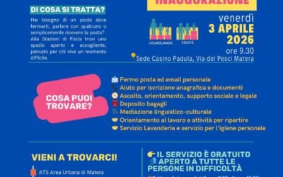 Matera, inaugurazione del servizio “Stazioni di Posta” a supporto delle persone in difficoltà
