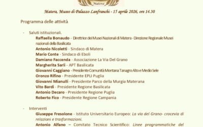 Il 15 nella città dei Sassi convegno dei Comuni del Partenariato “La Via del Grano Regio Cammino di Matera”