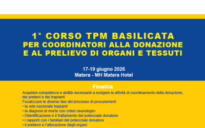 Donazione e trapianti, la Basilicata punta sulla formazione: a Matera il primo corso TPM regionale