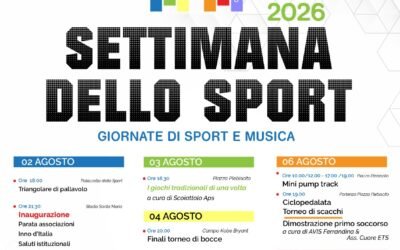 “Settimana dello Sport 2026”:  a Ferrandina dal 2 all’8 agosto sette giornate tra sport, inclusione, tradizione e musica