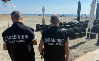 Lavoro nero e sicurezza, in azione i Carabinieri per la tutela del lavoro. A Metaponto sospesa l’attività di un lido