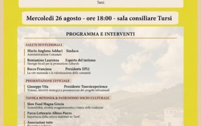 Toursiexperience: a Tursi, domani, un incontro istituzionale per valorizzare il territorio e rafforzare la rete locale