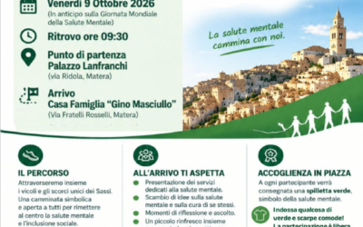 A Matera il 9 ottobre la prima Passeggiata della Salute Mentale